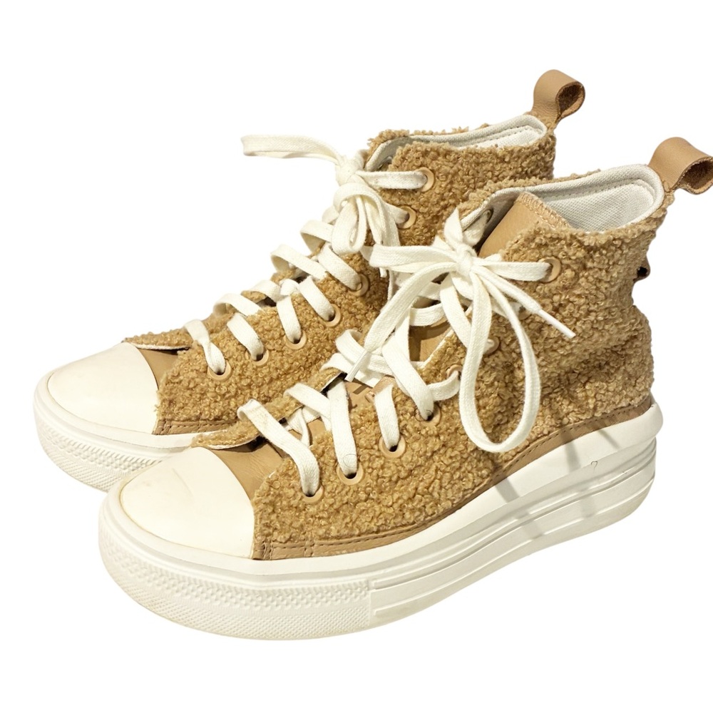 Converse All Star Move HI Platform Champagne Tan/Egret Sherpa Size 6.5